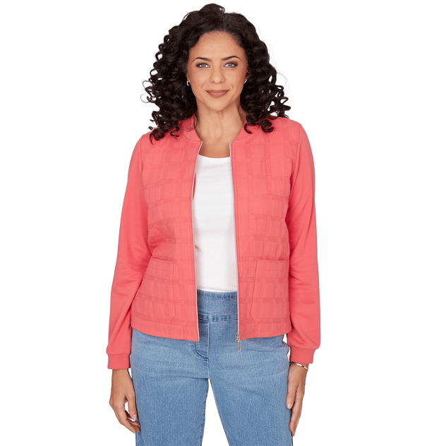Petite Alfred Dunner Austin Quilted Knit Zip Front Jacket