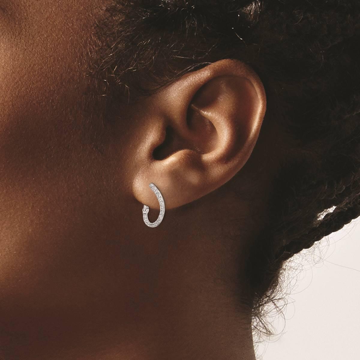 Pure Fire 14kt. White Gold Diamond Fancy Twist Hoop Earrings