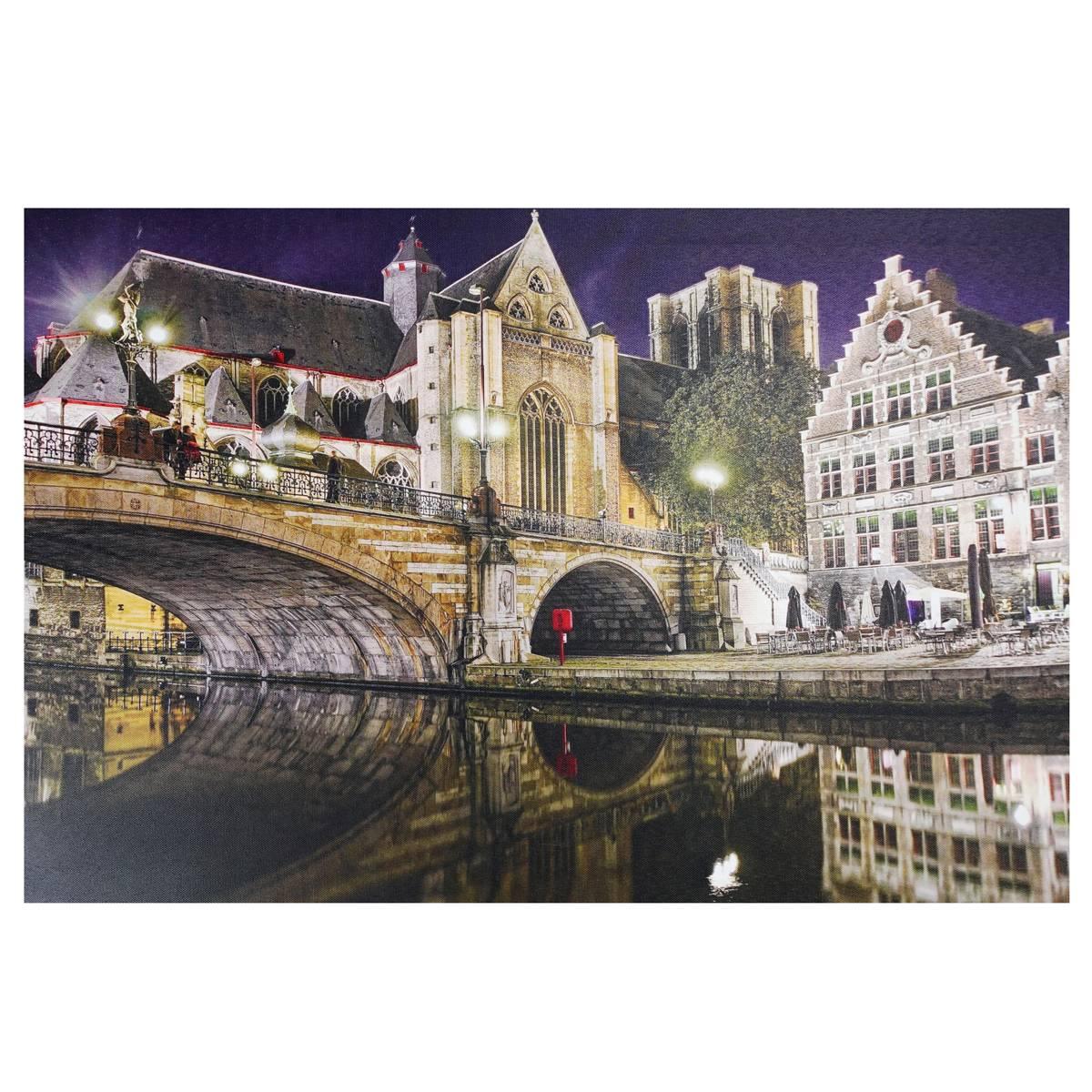 Northlight Seasonal LED St. Michael''s Bridge & Church Canvas Art