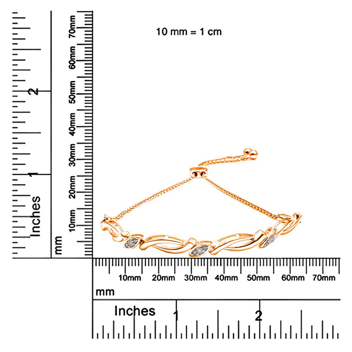 Haus of Brilliance 14kt. Rose Gold Plated Diamond Bolo Bracelet