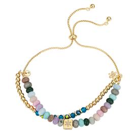 Shine Multi Color Stone Bloom Flower Beaded Bolo Bracelet