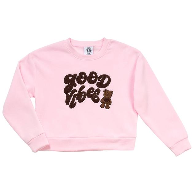 Girls (7-16) Jolie & Joy Good Vibes Long Sleeve Fleece Crewneck