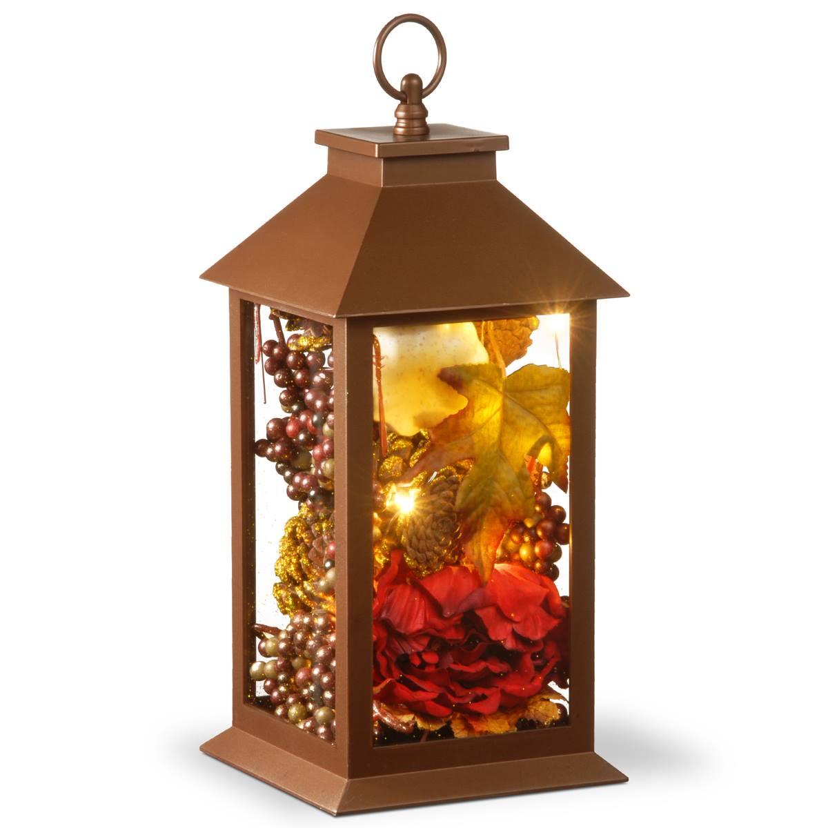 National Tree 12in. Autumn Decor-Filled LED Lantern