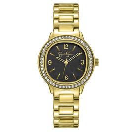 Womens Jessica Simpson Gold-Tone Cushion Crystal Watch - JS0120GD