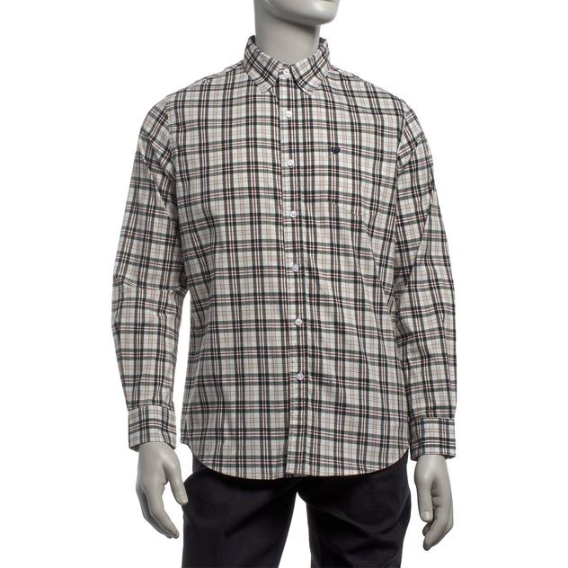Mens Chaps Long Sleeve Plaid Button Down Shirt - White Sand