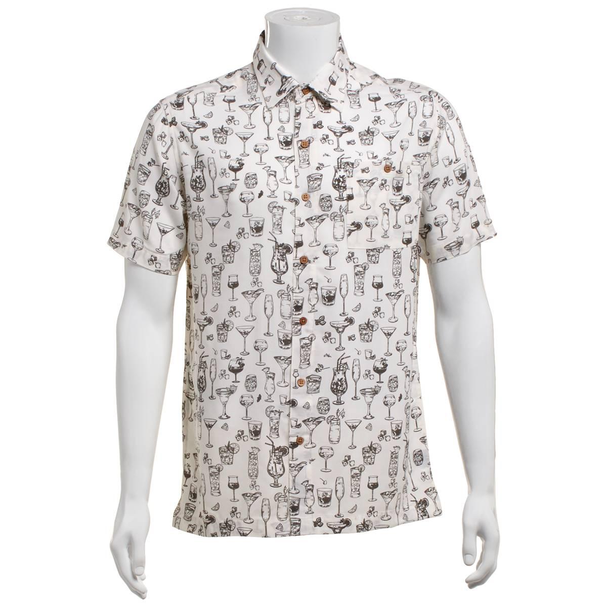 Mens Preswick & Moore(R) Drink Glasses Rayon Shirt - White