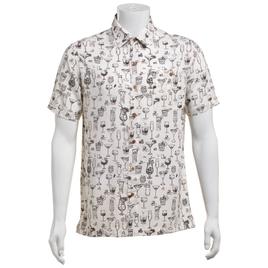 Mens Preswick & Moore(R) Drink Glasses Rayon Shirt - White