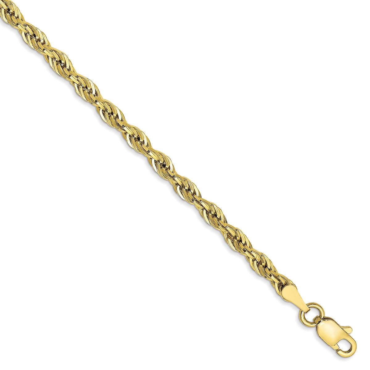 Unisex Gold Classics™ 10kt. Semi-Solid 7in. Rope Chain Bracelet