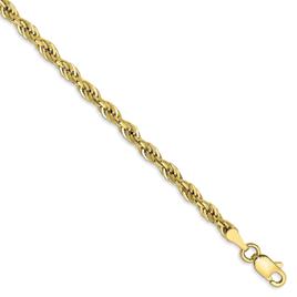 Unisex Gold Classics™ 10kt. Semi-Solid 7in. Rope Chain Bracelet