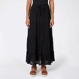 Juniors Love Tree Gauze Tie Waist Tier Crochet Maxi Skirt
