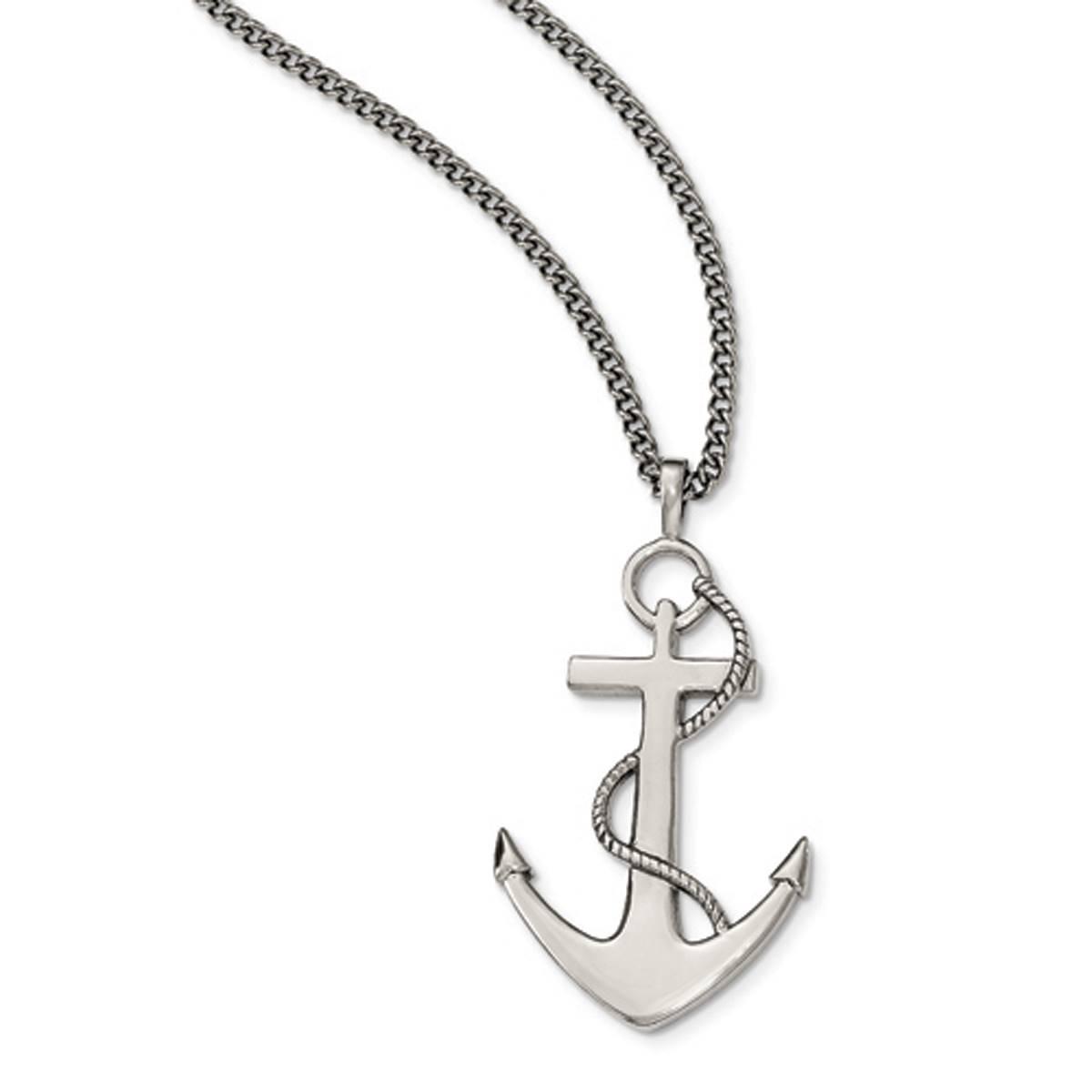 Mens Gentlemen's Classics(tm) Steel Anchor Mariner Cross Necklace