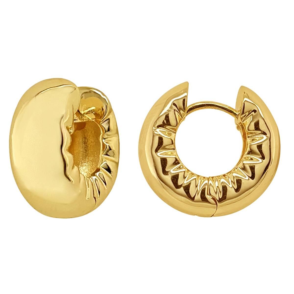 Marsala 14kt. Gold Plated Crimped Edge Hoop Earrings