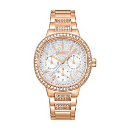 Womens DKNY Crystal Covered Dial Rose Gold Watch-DK1L084M0235