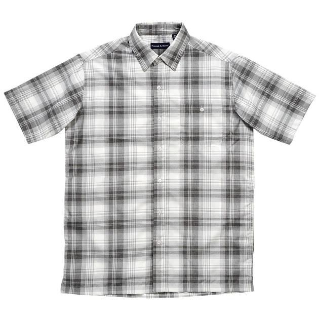 Mens Preswick & Moore® Microfiber Plaid Button Down Shirt - White