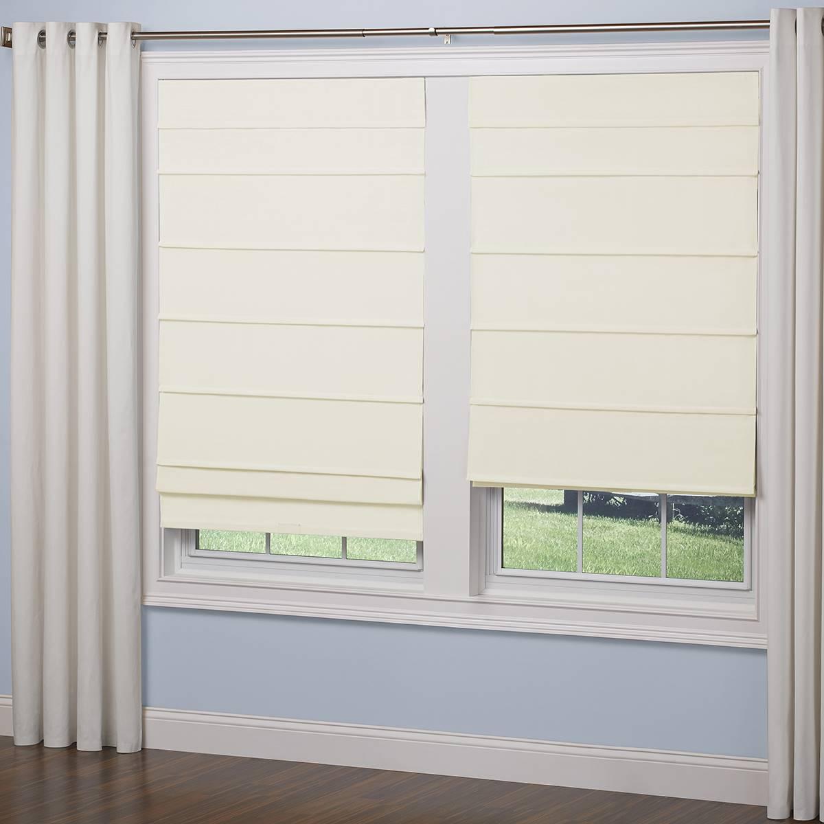 5in. Cordless Textured Fabric Roman Shades - Off White