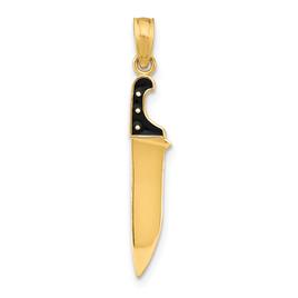 Unisex Gold Classics(tm) 14kt Gold Black Enamel Butcher Knife Charm