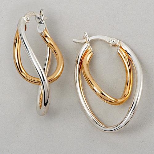 Ellen Tracy Sterling Silver Twist Hoop Earrings