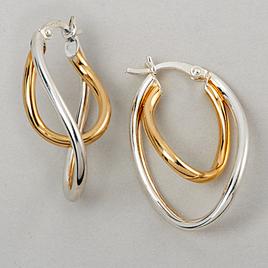 Ellen Tracy Sterling Silver Twist Hoop Earrings