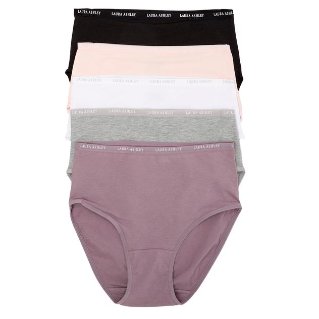 Womens Laura Ashley® 5pk. Logo Waist Brief Panties LS9221-5PKKG