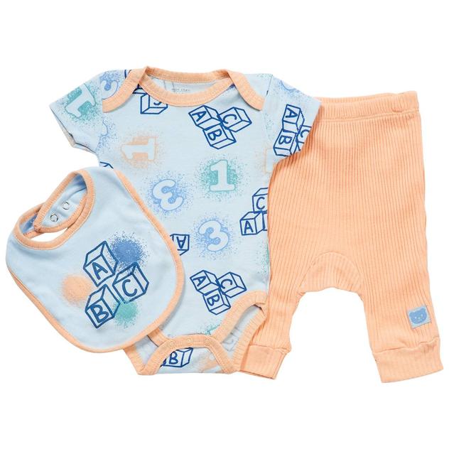 Baby Boy (NB-9M) mon cheri baby 3pc. ABC Bodysuit & Pants Set