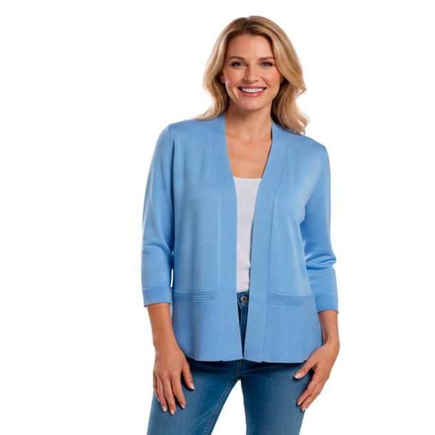Petite 89th & Madison Peplum Hem 3/4 Sleeve Cropped Cardigan