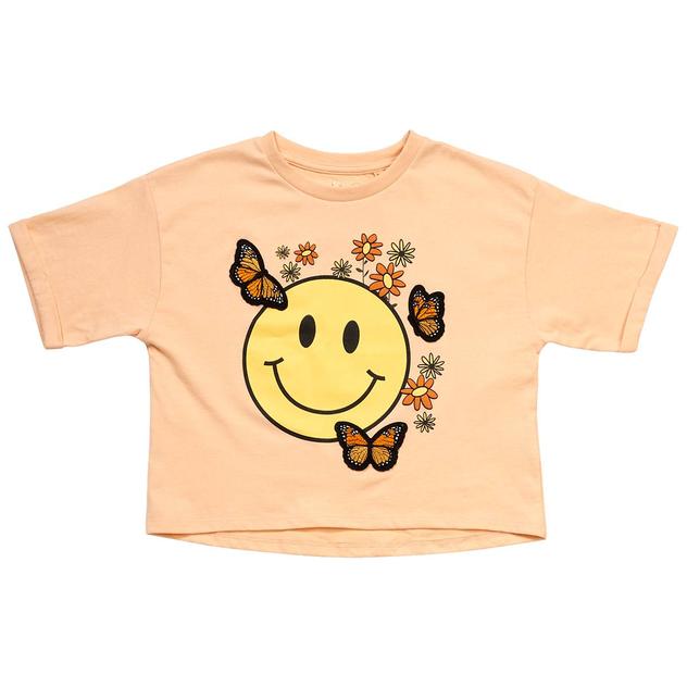 Girls (7-16) Jessica Simpson Smiley Face Roll Cuff Tee