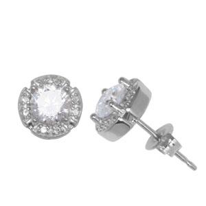 Sterling Silver Cubic Zirconia Stud Earrings
