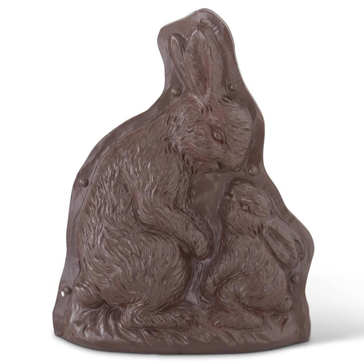 K&K Interiors 7.5in. Resin Chocolate Mold Mother & Baby Bunny