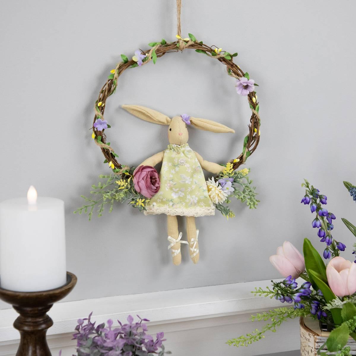 Northlight Seasonal Girl Bunny Artificial Floral Easter Wreath
