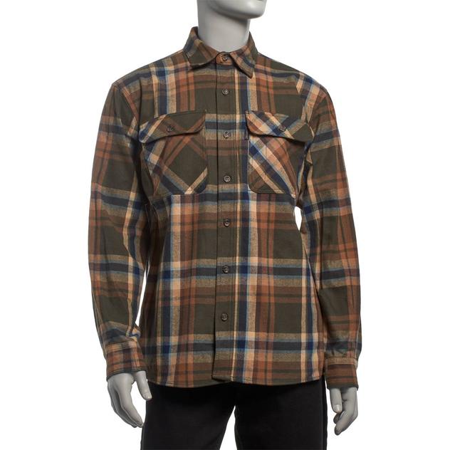Mens FiveBrother® Long Sleeve Flannel Shirt - Brown/Green