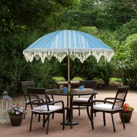 Northlight Seasonal 6.5ft. Striped Outdoor Tilt Blue Umbrella