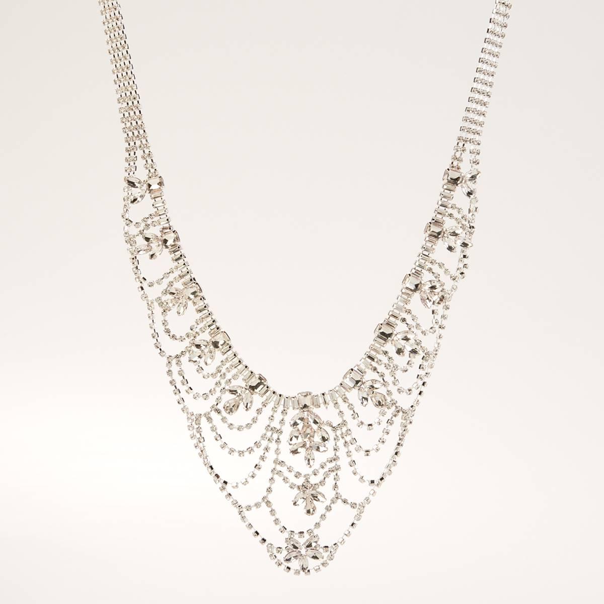 Rosa Rhinestones Lace Statement Necklace