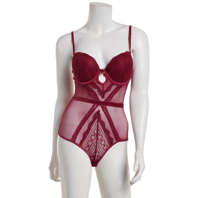 Womens Daisy Fuentes Lace & Netting Teddy
