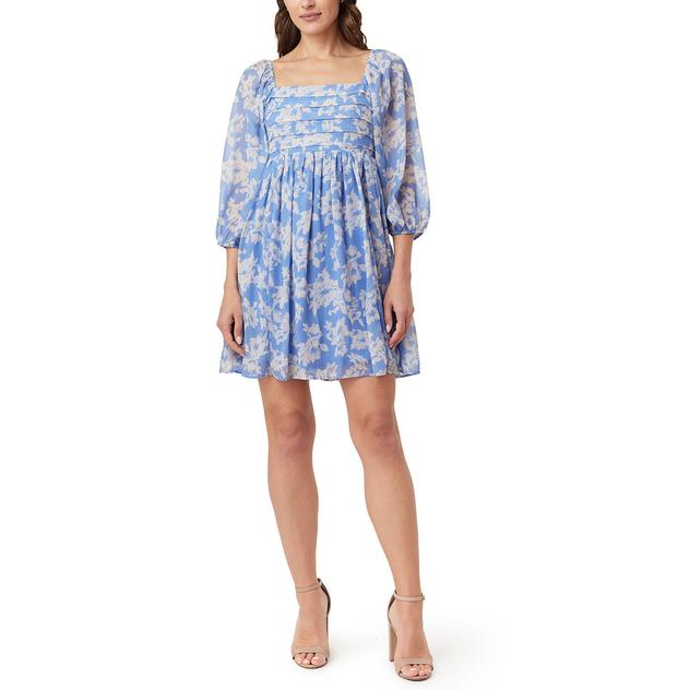 Juniors Wallflower 3/4 Sleeve Pleat Chiffon Dress - Lavender