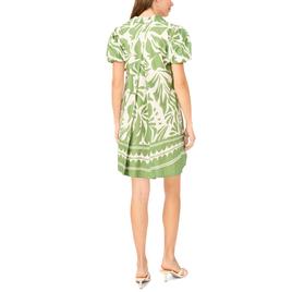 Womens MSK Short Puff Sleeve Abstract Cotton Shirtdress