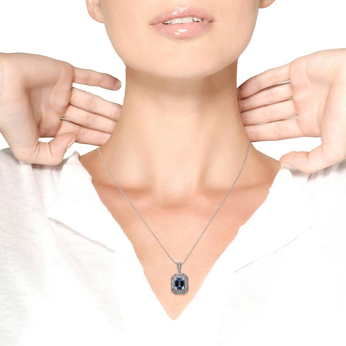 Haus of Brilliance Sterling Silver Blue Topaz Pendant Necklace