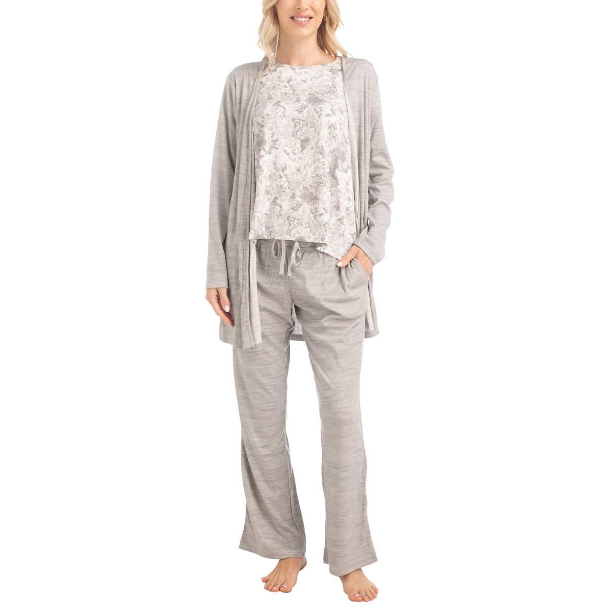 Womens MUK LUKS(R) 3pc. Anything Pajama Set - Grey Cotton Candy