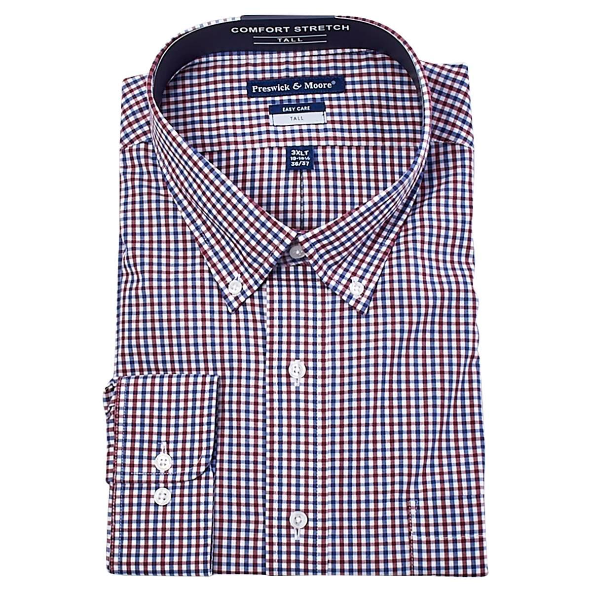 Mens Big & Tall Preswick & Moore Plaid Dress Shirt - Blue/Red