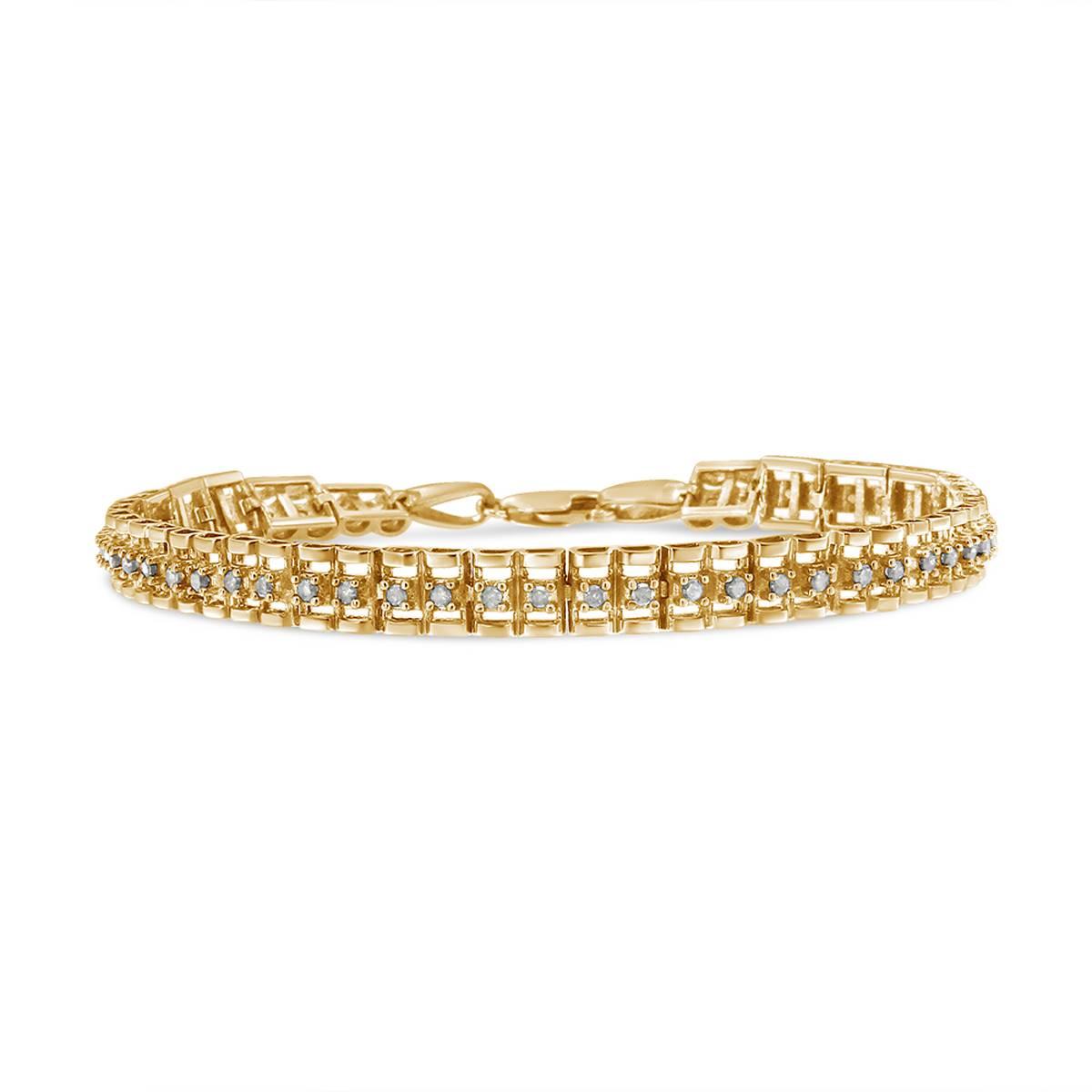 Haus of Brilliance Yellow Gold Diamond Link Tennis Bracelet
