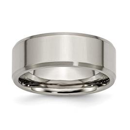 Mens Endless Affection(tm) Beveled Edge Titanium 8mm Wedding Band
