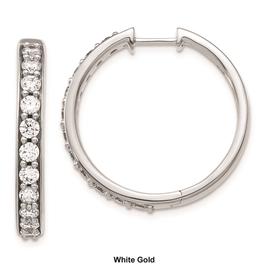 Pure Fire 14kt. Gold 1 1/2ctw. Diamond Polished Hoop Earrings