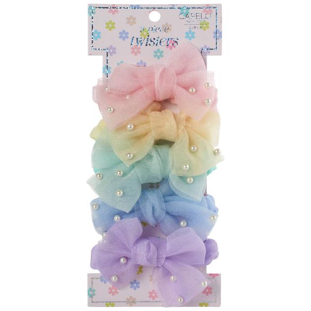 Girls Capelli® New York 5pc. Chiffon Faux Pearl Bow Scrunchies
