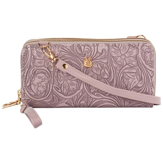 Womens Gloria Vanderbilt Tooling Double Zip Crossbody Wallet