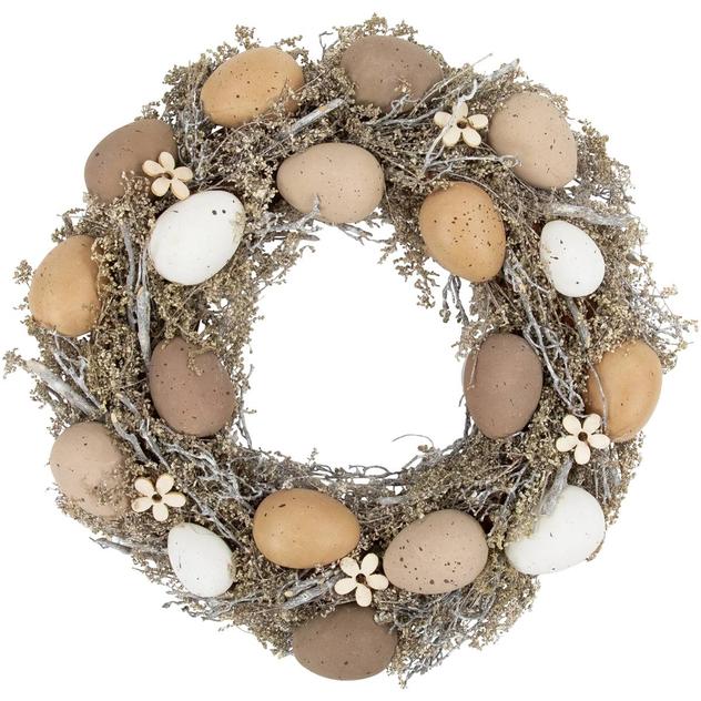 Northlight Natural Speckled Eggs Easter Twig Wreath