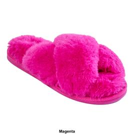 Womens Kooba Faux Fur Cross Slide Slippers