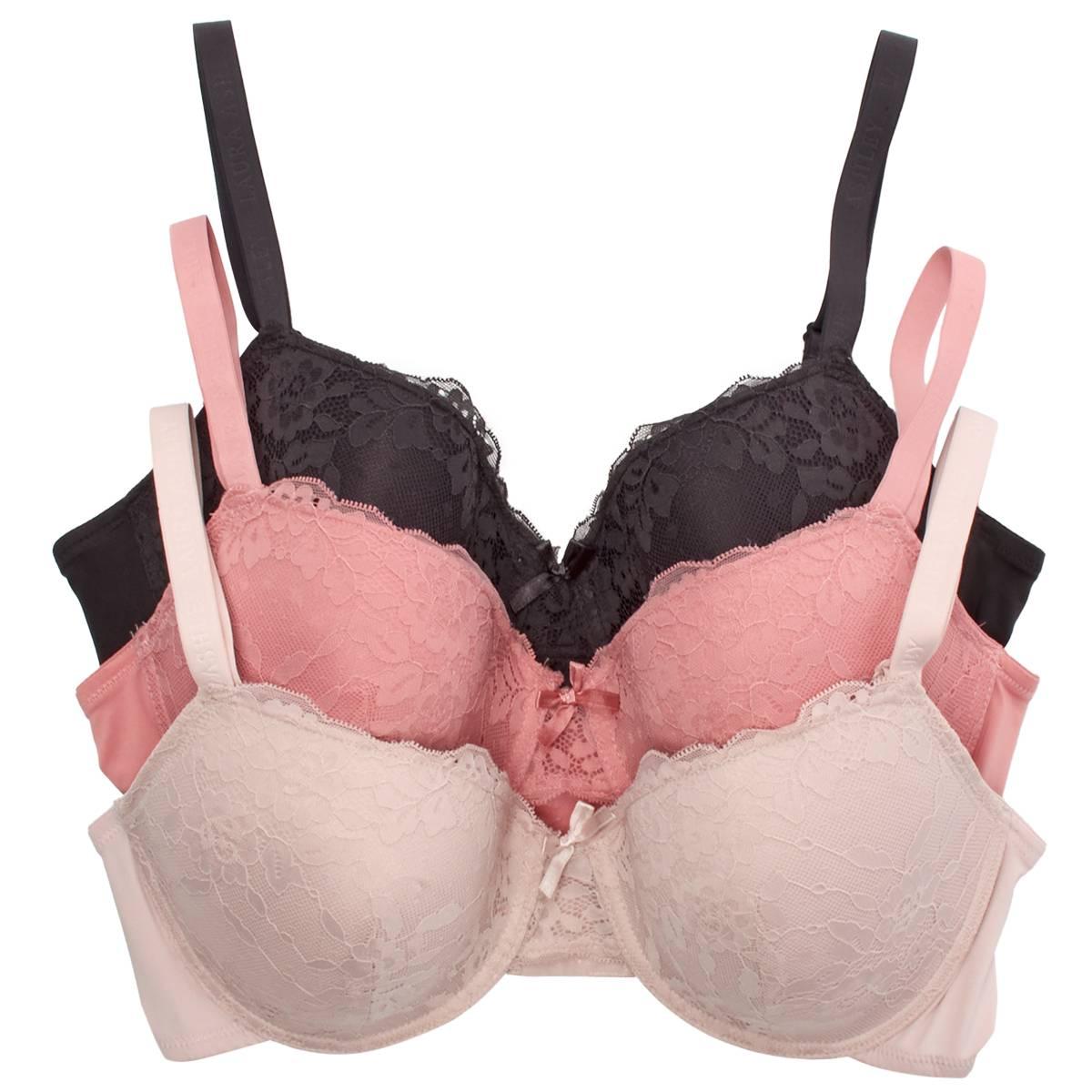 Womens Laura Ashley® 3pk. Floral Lace Galloon Bras - LS3700-3PKAH