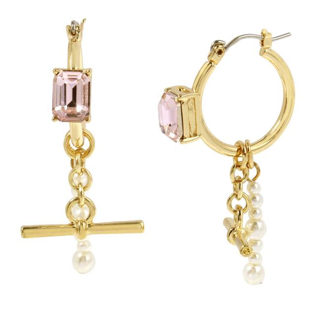 Steve Madden Punk Romance Pearl Gem Hoop Drop Earrings