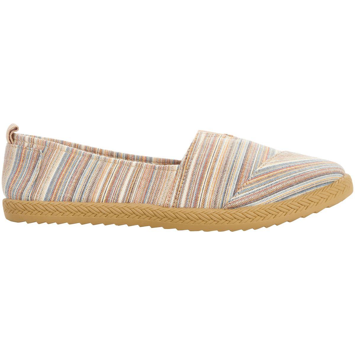 Womens Ashley Blue Canvas Stripe Slip On Flats