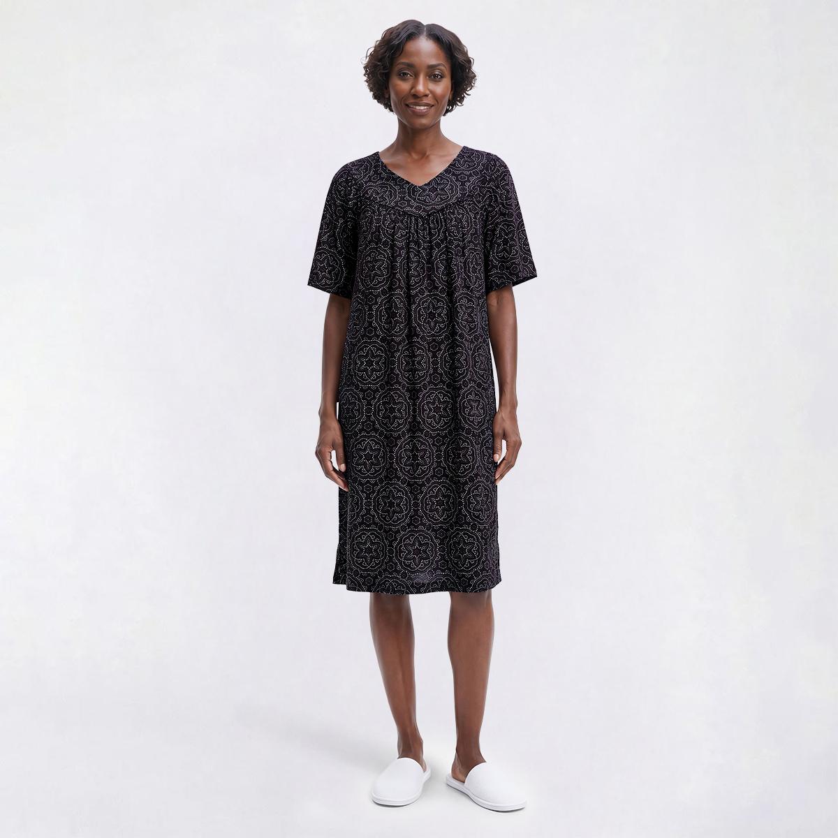Plus Size Casual Time Short Sleeve Mandala Caftan