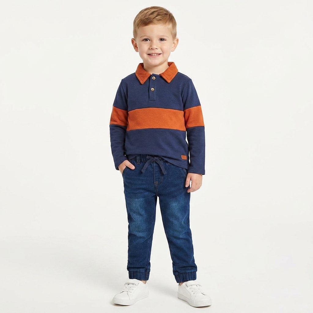 Toddler Boy 7 For All Mankind(R) 2pc. Stripe Polo/Denim Pants Set
